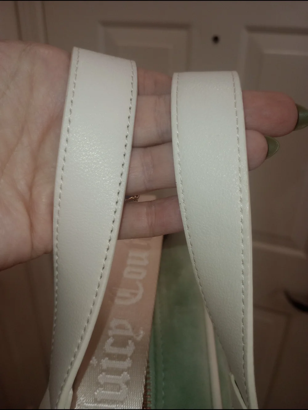 Juicy Couture Mint Green Velvet Satchel with White Handles